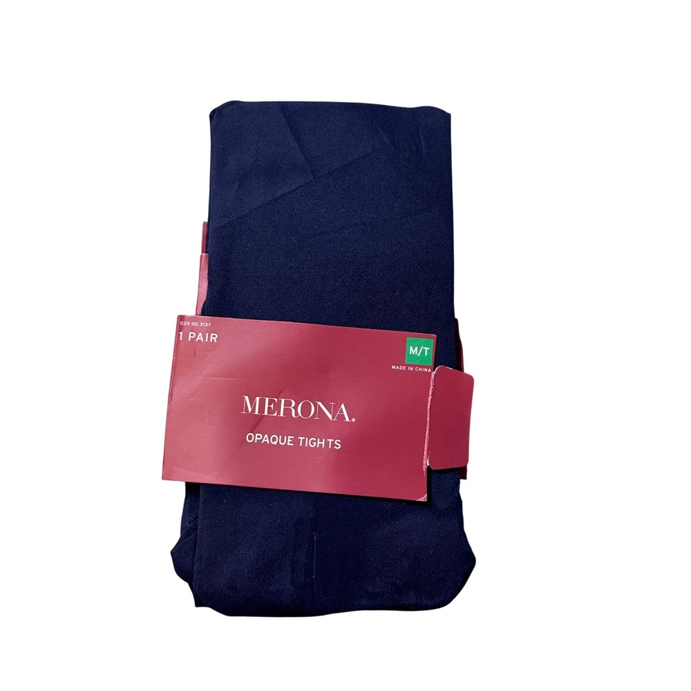 Merona Tights Mens M/T Navy Opaque Tights 50 Denier Xavier Navy‎ Nylon Spandex